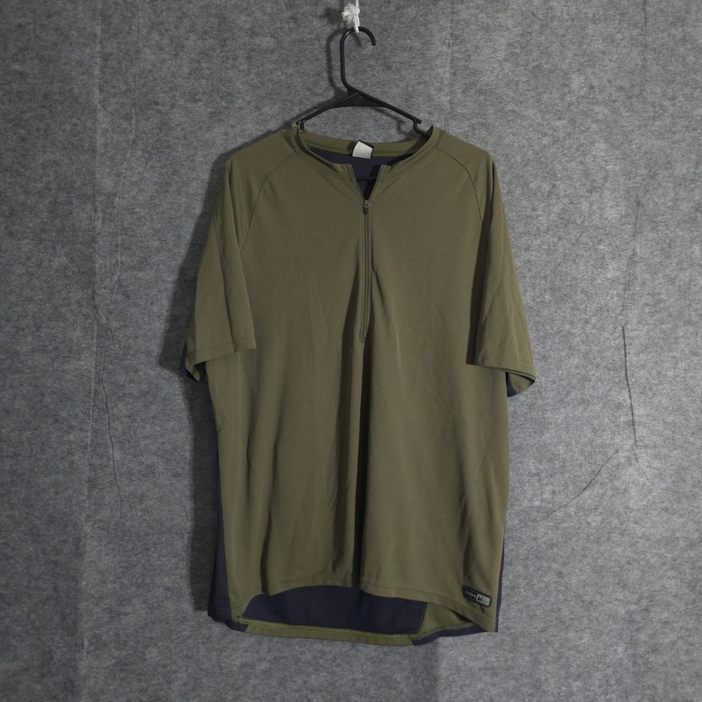 REI Co-op Shirt Mens Sz XL Olive Green Short Sleeve Half Zip Activewear Hiking
